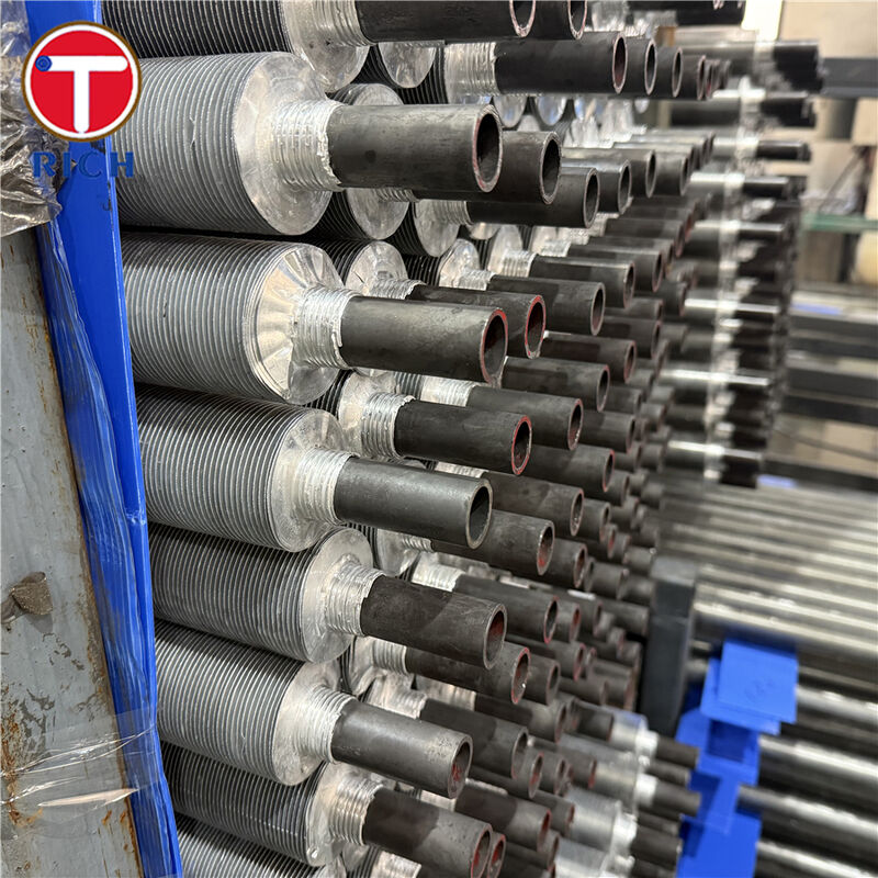 অ্যালুমিনিয়াম বাইরের ফিন স্তর এবং তেল এবং প্রাকৃতিক গ্যাস অ্যাপ্লিকেশনের জন্য কার্বন ইস্পাত কোর টিউব সহ এক্সট্রুজড ফিন টিউব বিমেটালিক কমপোজিট ফিনড টিউব