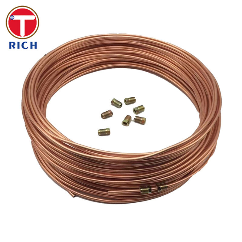 SAE J527 ৪.৭৬-১২.৭ মিমি বাইরের ব্যাস সহ তামা-প্রলেপযুক্ত বান্ডি টিউব ব্রেক লাইনের প্রয়োগের জন্য